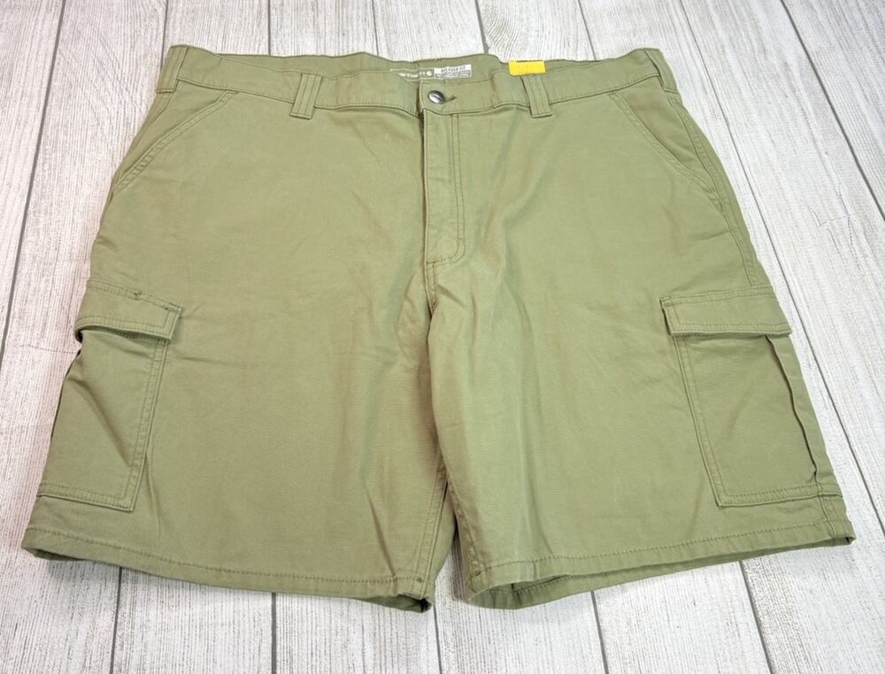Carhartt Men’s Rugged Flex Relaxed Canvas Cargo Work Short Green Size 42 - Picture 1 of 7